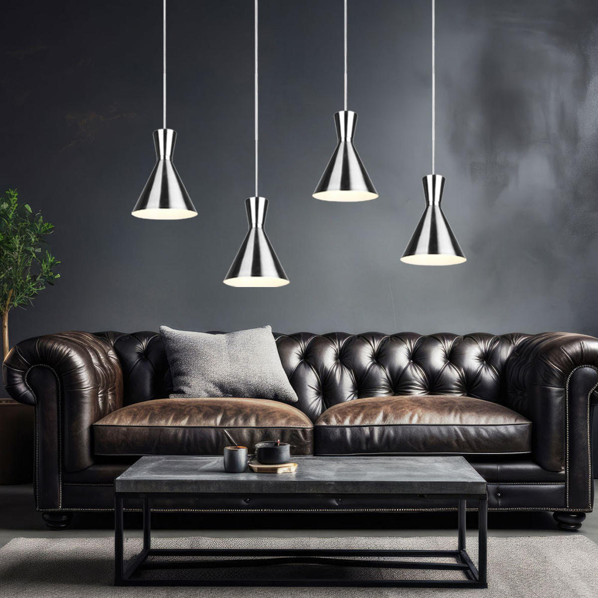 HÄNGELEUCHTE ENZO Metall Silber matt - Silberfarben, Metall (90/20/150cm)