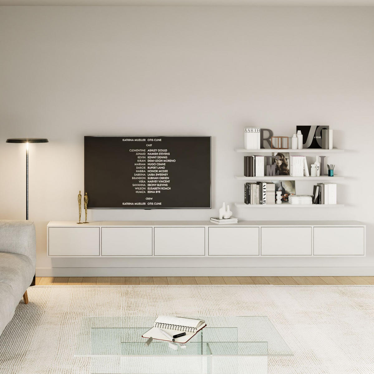 TV-LOWBOARD Framme hängend Weiß 300 cm - Weiß, Holzwerkstoff (300.2/30/30cm) - Selsey