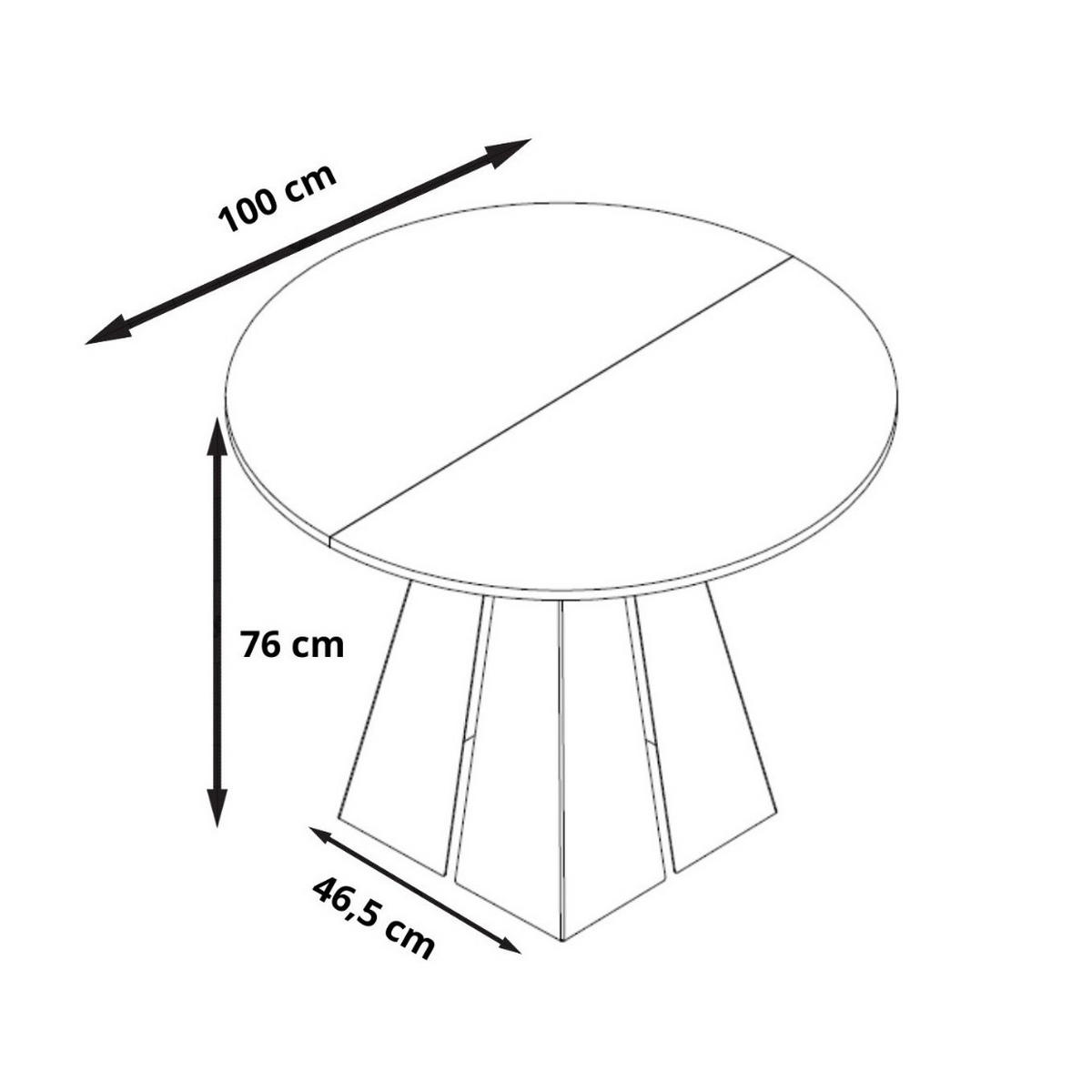 ESSTISCH Fuelo, Runder Tisch mit Ausziehfunktion, 100-180x100 cm, Kaschmir - Kaschmir, Metall (100/100/76cm) - Beautysofa