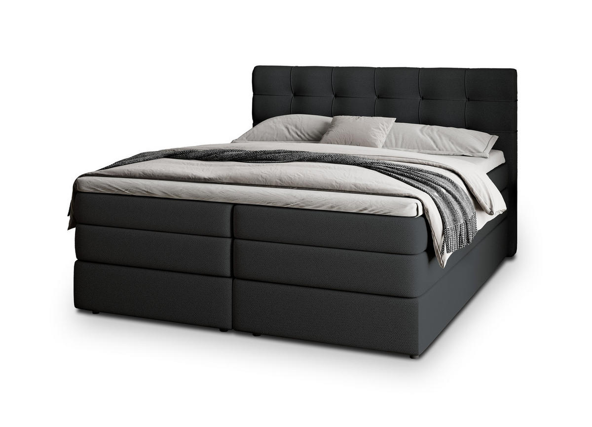 POSTEL BOXSPRING AREZI 160x200 cm, s matrací a úložným prostorem, černá - černá, kompozitní dřevo/textil (160/200cm) - MASSENO