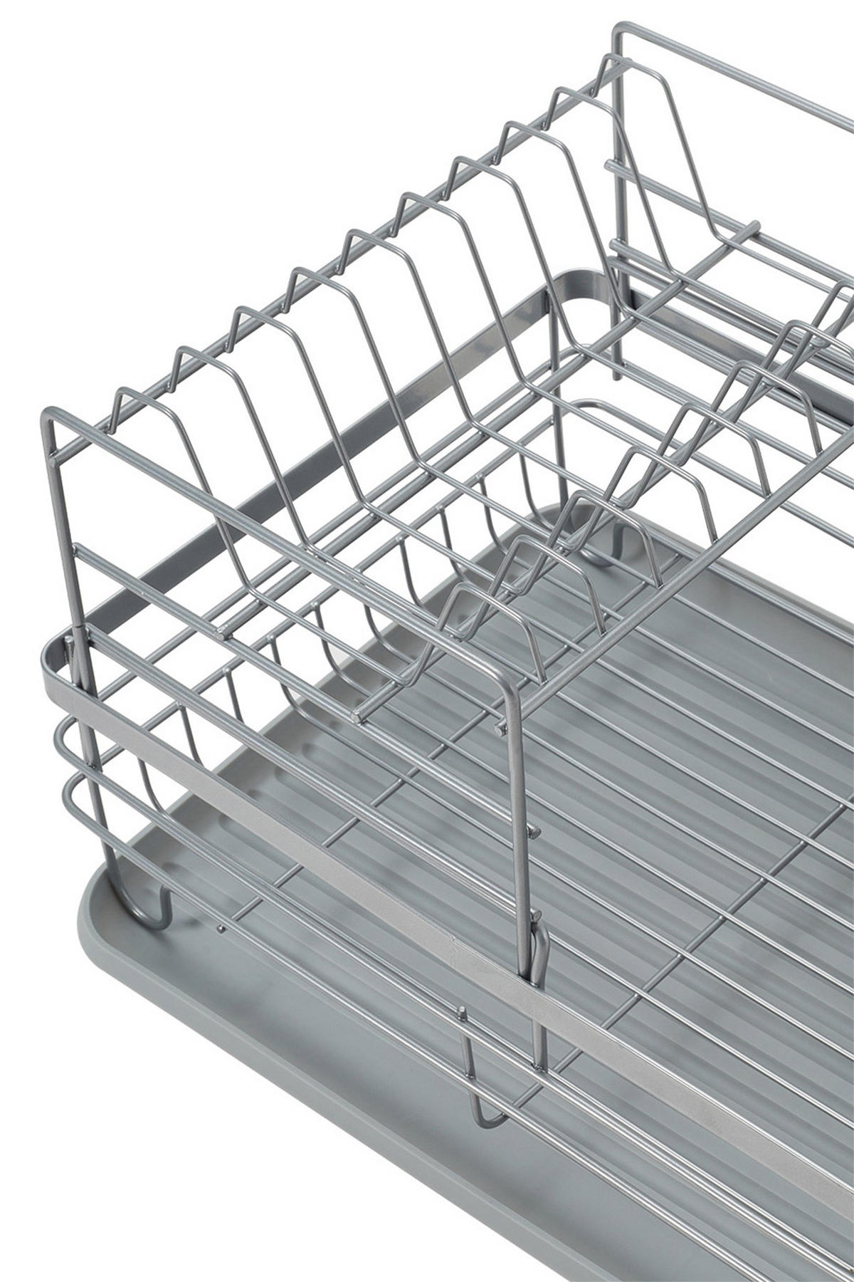GESCHIRRABTROPFGESTELL Zweistufiges aus Eisen, PP in Silbergrau Schnelleres Trocknen Leicht zu montieren 43 x 32 x 27 cm - Silberfarben, Metall (43/27/32cm) - Livingandhome
