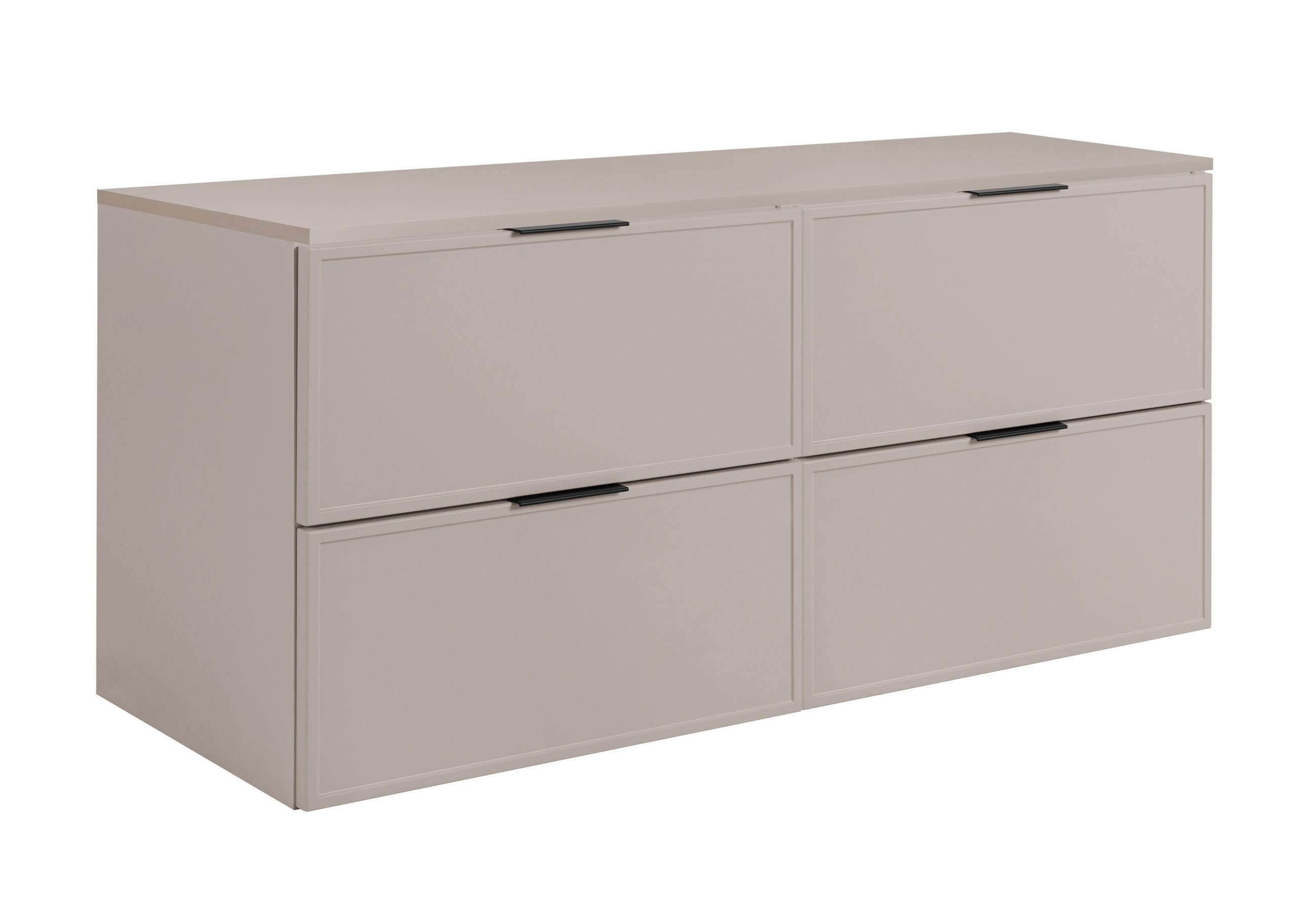 BADEZIMMERSCHRANK, Kaschmir, Schwarze Griffe, 160 (2 x 80) x 46 x 57 cm - Kaschmir/Schwarz, Holzwerkstoff/Kunststoff (160/57/46cm) - 3XE LIVING