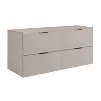 BADEZIMMERSCHRANK, Kaschmir, Schwarze Griffe, 120 (2 x 60) x 46 x 57 cm - Kaschmir/Schwarz, Holzwerkstoff/Kunststoff (120/57/46cm) - 3XE LIVING