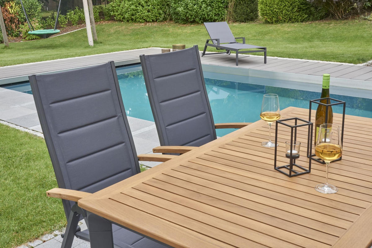 KLAPPSTUHL New Jersey Gartenstuhl Klappsessel Teakholz Anthrazit - Naturfarben, Holz (75/112/61cm) - dasmöbelwerk