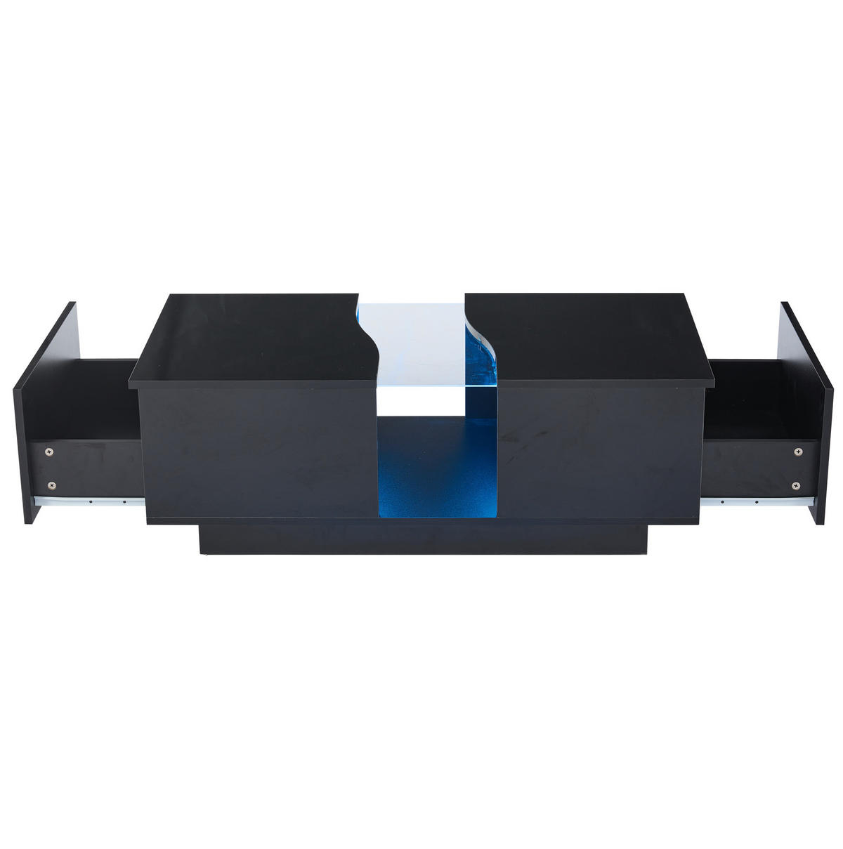 COUCHTISCH 100/50/35 cm schwarz Hochglanz mit 2 Schubladen und LED-Beleuchtung - Schwarz, Holzwerkstoff (100/50/35cm) - OKWISH