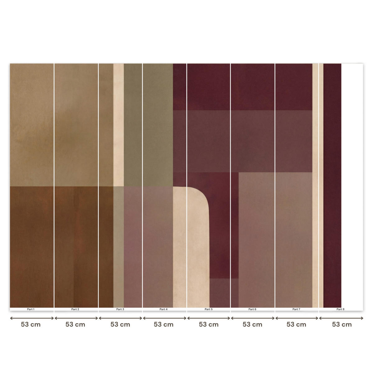 TAPETE - Unis - Abstrakt - Bordeaux - Linien - 400x300 cm - Multicolor, Papier (400/300cm) - OnlyWow