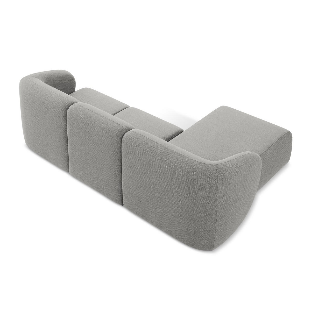 ECKSOFA Links Bouclé Stoff Grau - Hellgrau/Schwarz, Holzwerkstoff/Kunststoff (248/166cm) - LaMiaSofa