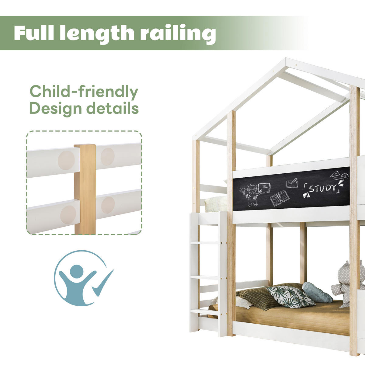 ETAGENBETT Baumhaus 90/200 cm mit Leiter in Weiß - Weiß, Holz (90/200cm) - OKWISH