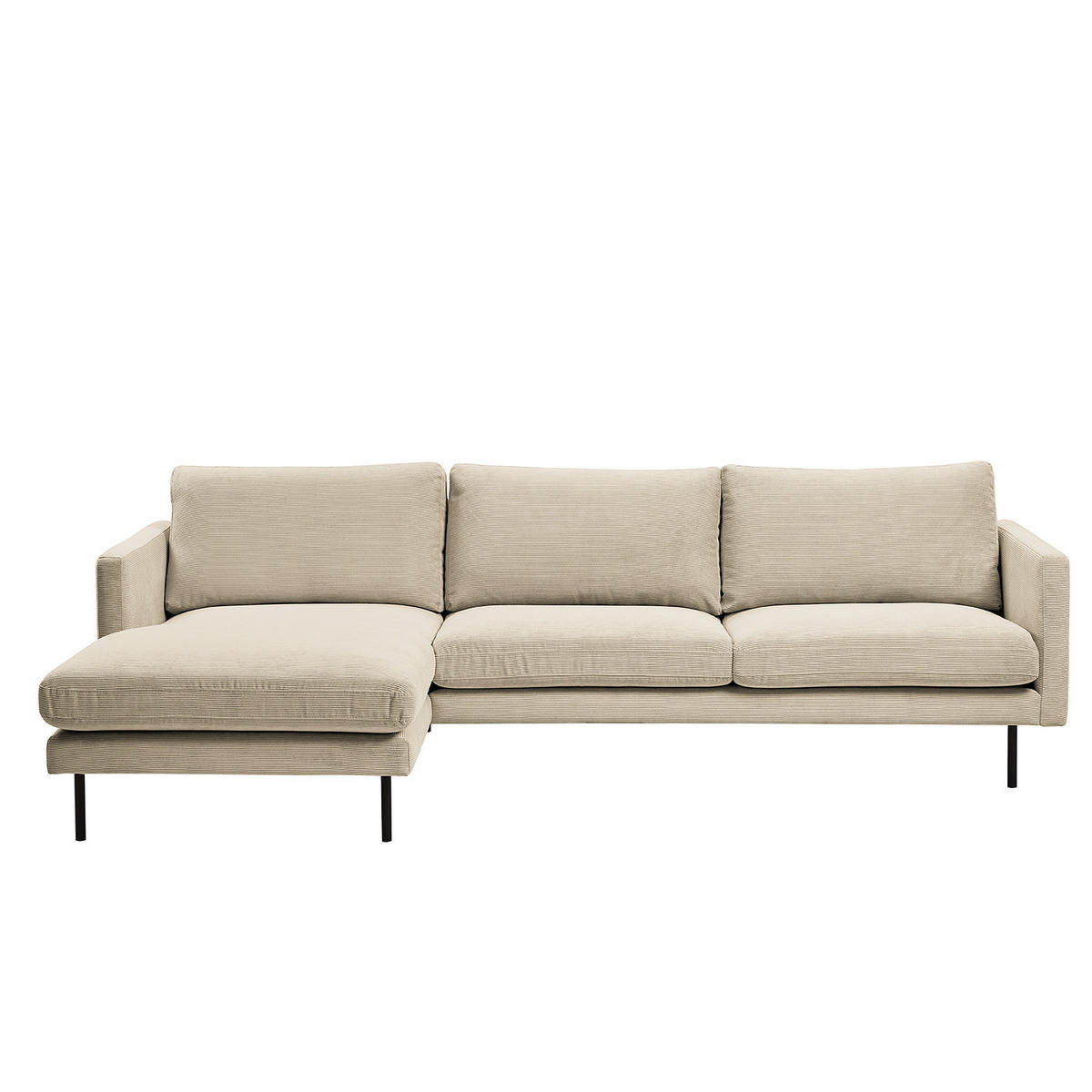 ECKSOFA mit Longchair - Creme, Textil/Metall (262/156cm) - home24