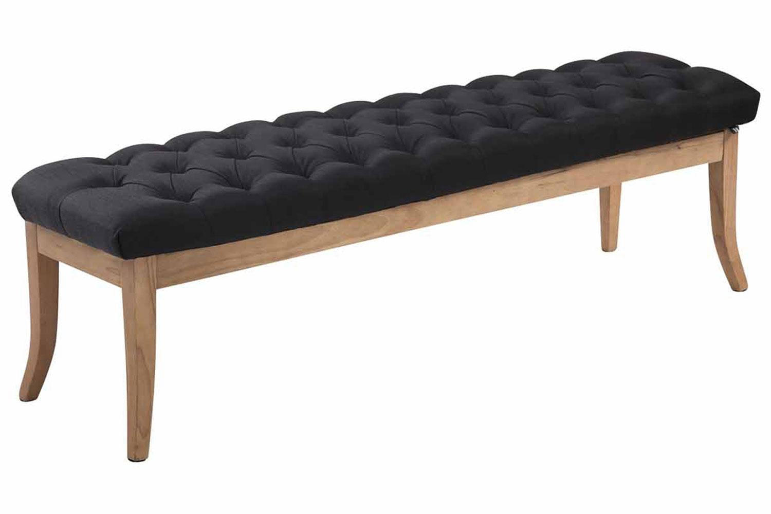 SITZBANK 150/38 cm Stoff schwarz - Schwarz/Naturfarben, Holz/Textil (150/46/38cm) - CLP