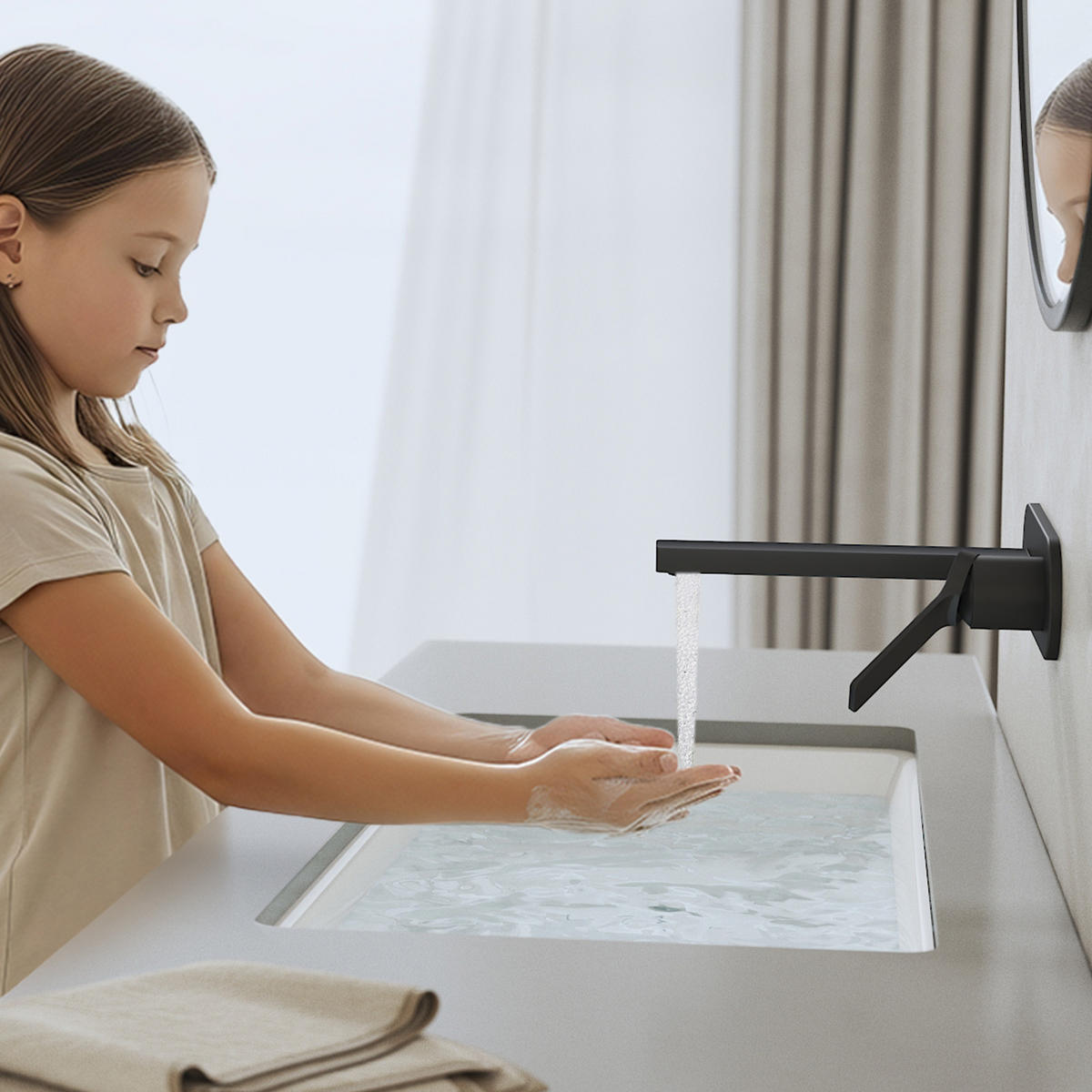 WASCHTISCHARMATUR mit Luftsprudler Messing Schwarz - Schwarz, Metall (21/7/28.8cm) - EMKE