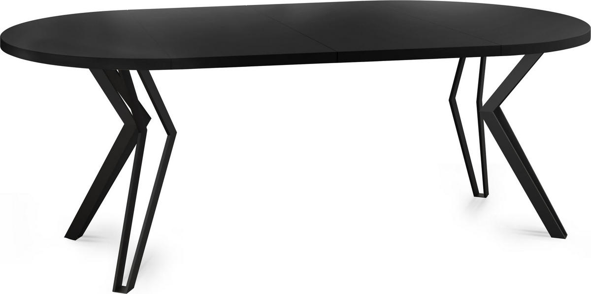 ESSTISCH Revena runder ausziehbarer, Schwarz 120-200/120/76 cm - Schwarz, Holzwerkstoff/Metall (120/120/76cm) - WFL GROUP