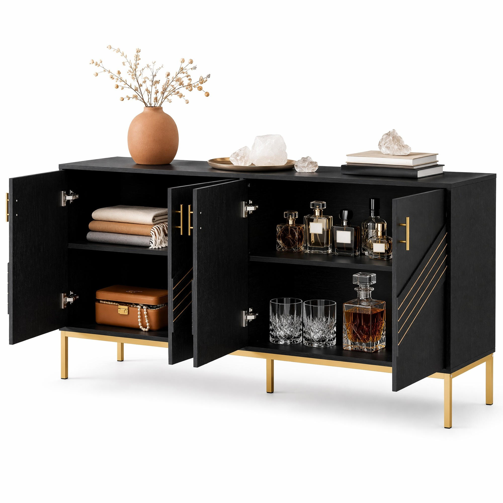 Ivmeu Sideboard Schwarz 160x80.5x40 cm