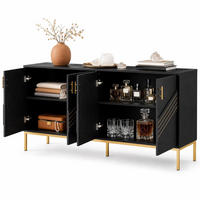 SIDEBOARD aus MDF 160x40x80,5 cm Schwarz mit Holzmaserung, 4 Türen und verstellbaren Einlegeböden - Schwarz, Holzwerkstoff (160/80.5/40cm) - IVMEU
