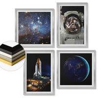 WANDBILDER 4er Set - 50x50 cm & 40x60 cm Silberner Rahmen - Weltraum Erde Astronaut Rakete - Silberfarben, Kunststoff (50/50cm) - ArtPrintCave