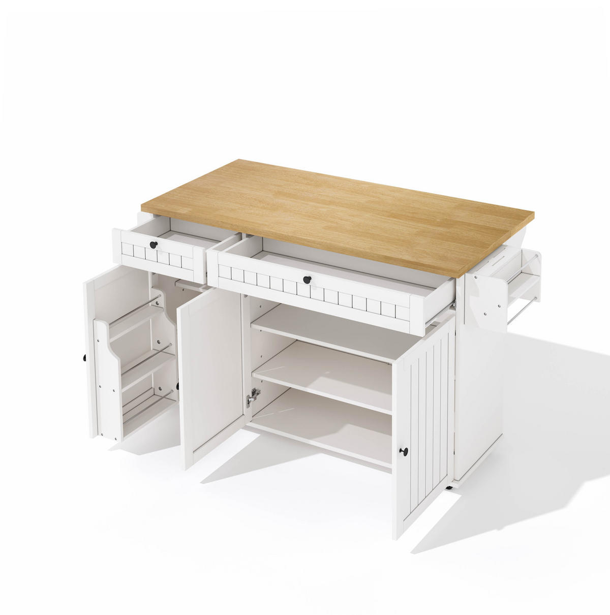 KÜCHENINSEL 137/45/89,5 cm aus MDF mit klappbarer Arbeitsplatte Natur/Weiß - Naturfarben, Holzwerkstoff (137/89.5/70cm) - Modenvie