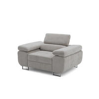 SESSEL WILD mit verstellbare Kopfstütze Chenille Grau - Chromfarben/Grau, Holz/Textil (130/100/101cm) - Muffo