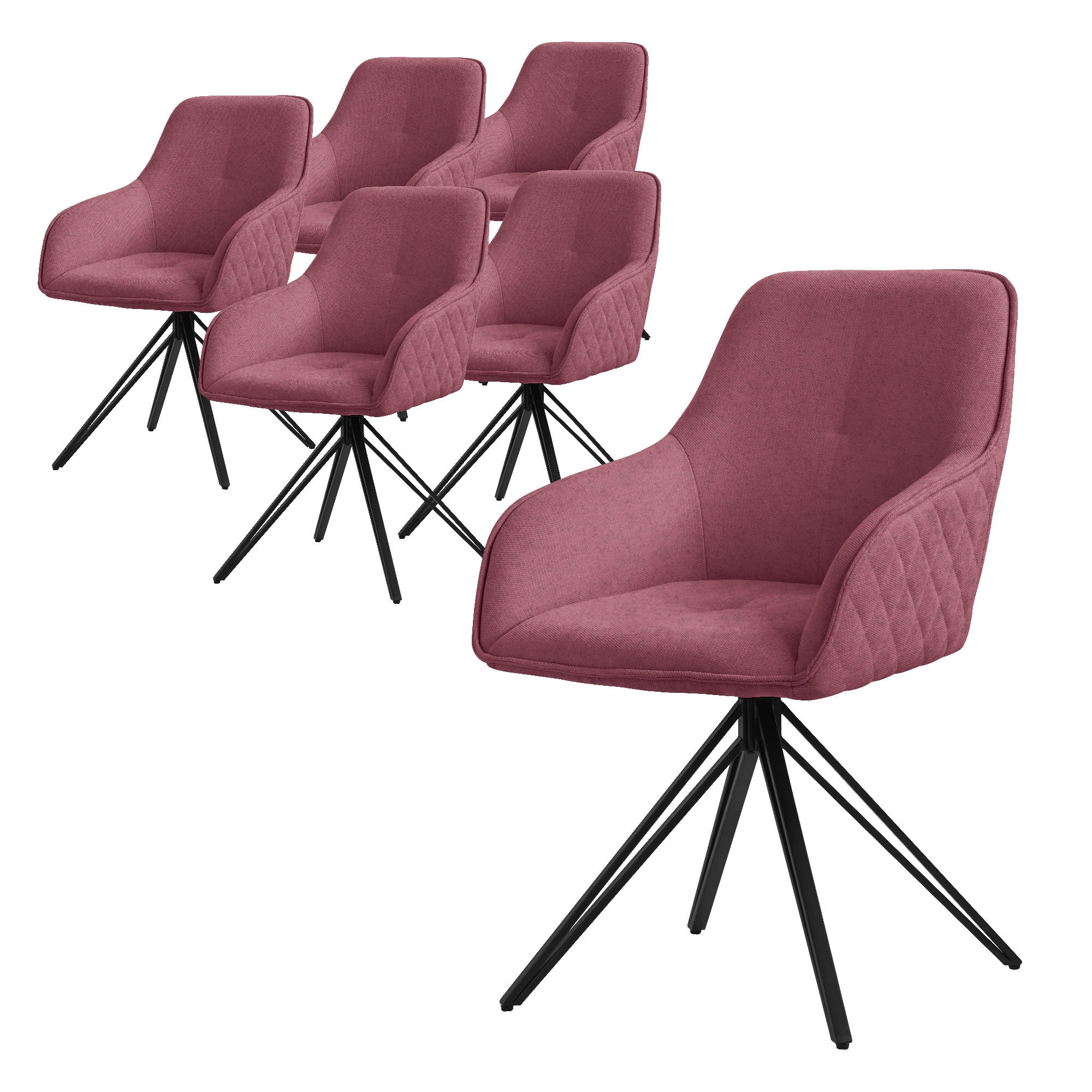 ML-DESIGN SADA 6 otočných jídelních židlí, starorůžová tkanina
