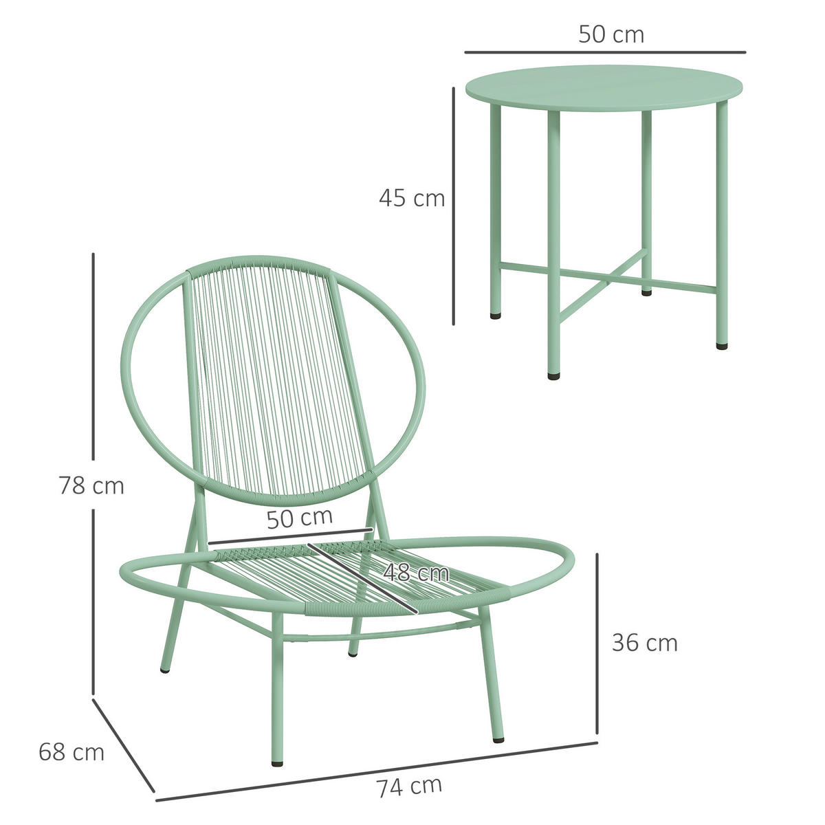 BALKONMÖBEL-SET - Grün, Kunststoff - Outsunny