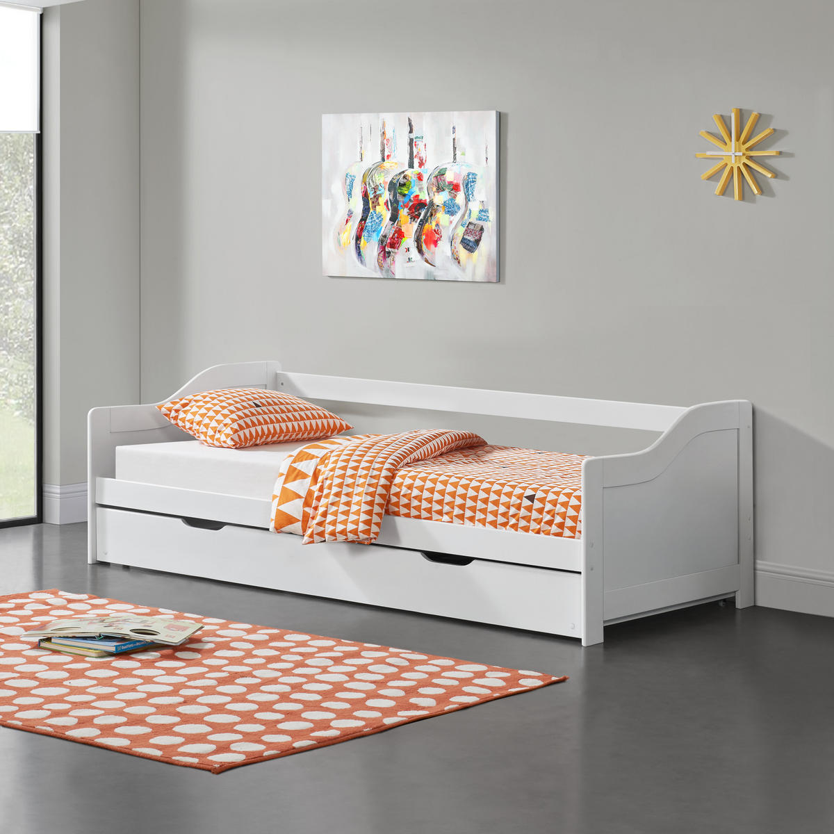 SOFABETT - Weiß, Holz (90/200cm) - [en.casa]