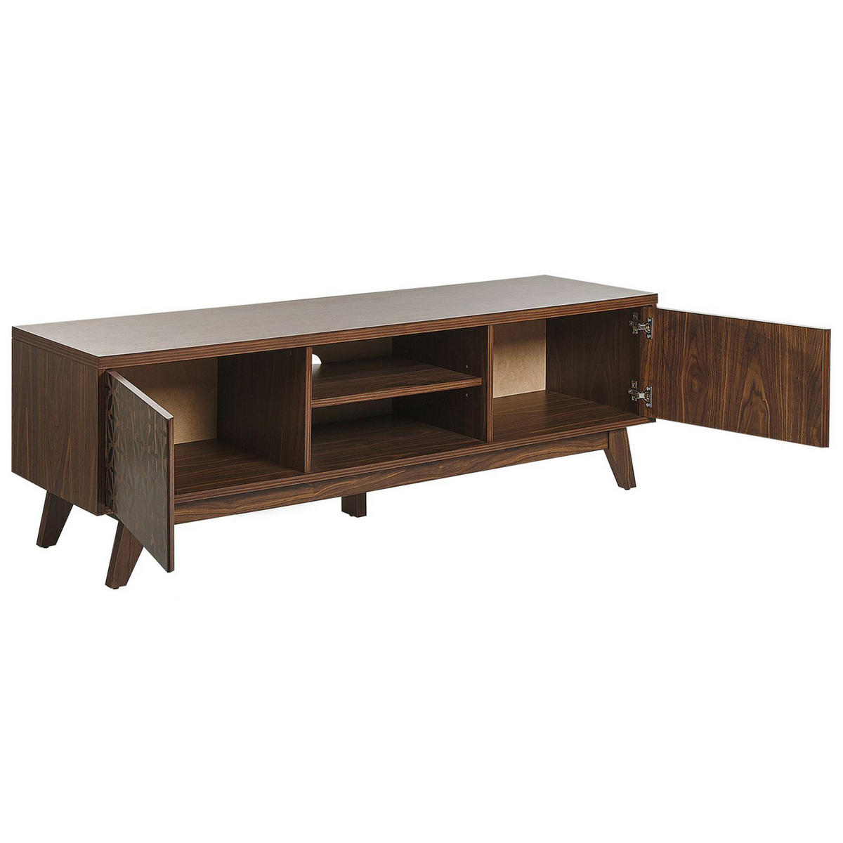 TV OMARICA temno rjava, črna Prescot 40/140/45 cm - temno rjava, leseni material (140/45/40cm) - Beliani