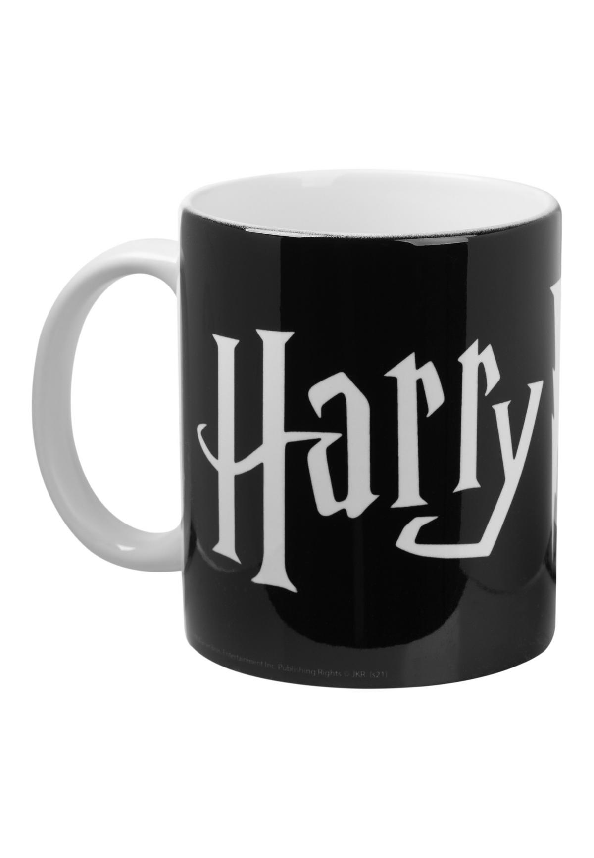 KAFFEEBECHER Harry Potter Schriftzug Schwarz/Weiß 320 ml - Schwarz, Keramik (0.32L) - United Labels