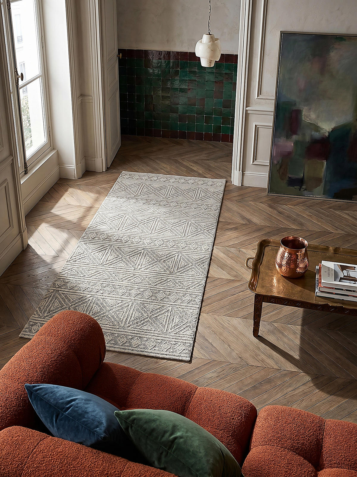 TEPPICH Waschbar LEAM, geometrisch, Grau, 194 x 290 cm - Grau, Textil (194/290cm) - KADIMA DESIGN