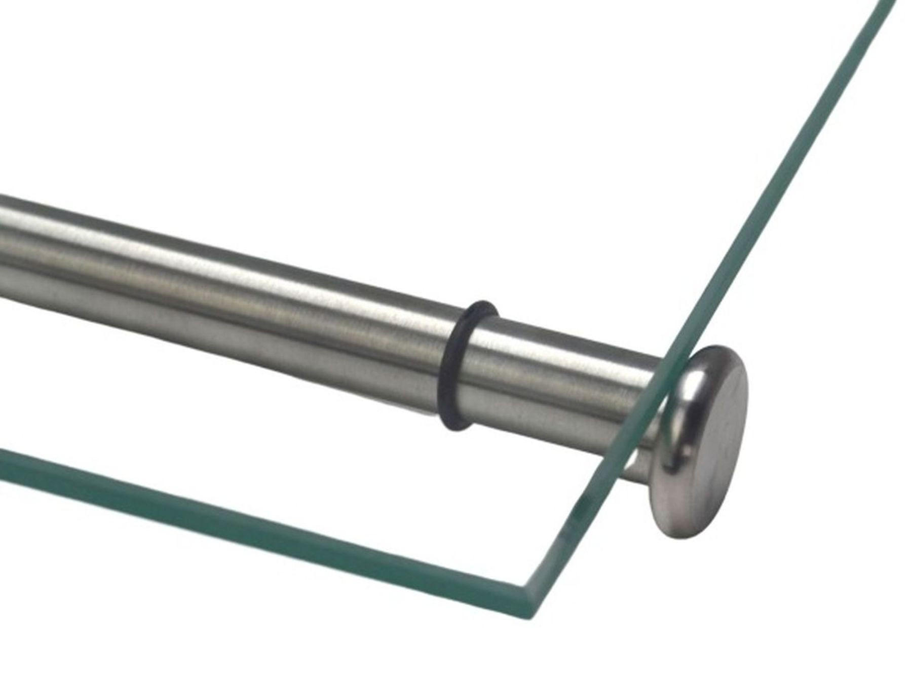 REGALBODENHALTER 25,5cm Edelstahl Ø 12mm massiv gebürstet für Glas- & Holzböden - Edelstahlfarben, Metall (1.2/1.2/25.5cm) - Livingpoint24