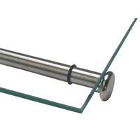 REGALBODENHALTER 25,5cm Edelstahl Ø 12mm massiv gebürstet für Glas- & Holzböden - Edelstahlfarben, Metall (1.2/1.2/25.5cm) - Livingpoint24