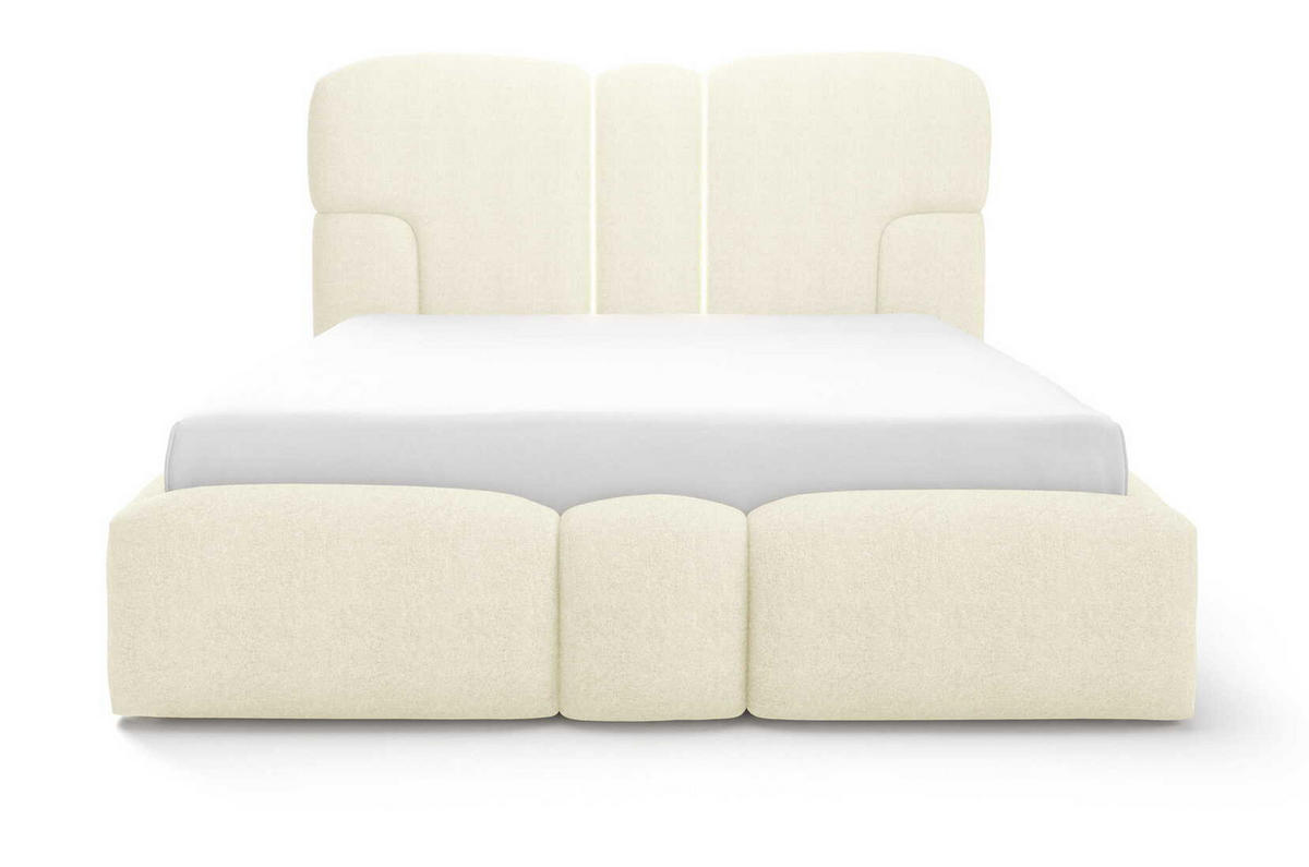 POLSTERBETT 180x200 Safron mit LED, Metall-Lattenrost, Creme - Creme, Holz/Textil (180/200cm) - Emporius