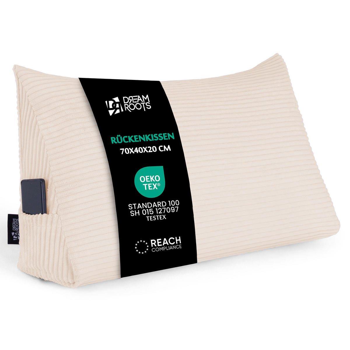 KEILKISSEN Vanilla Ice, 70/40/20 cm, Cord - Creme, Textil (70/20cm) - Dreamroots