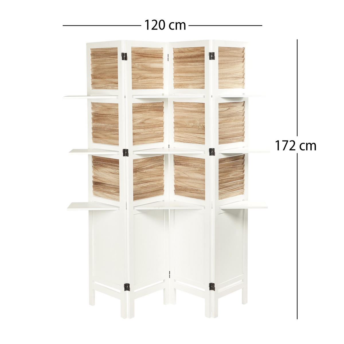 RAUMTEILER Cottage III 4-tlg. Holz, mit 3 Ablagen weiß - Weiß, Holz (142/170/22cm) - DESIGN DELIGHTS