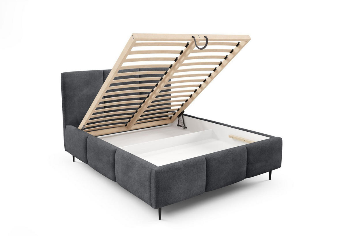 POLSTERBETT Miami Komplettset - Anthrazit, Holzwerkstoff/Textil (160/200cm) - Fun Möbel