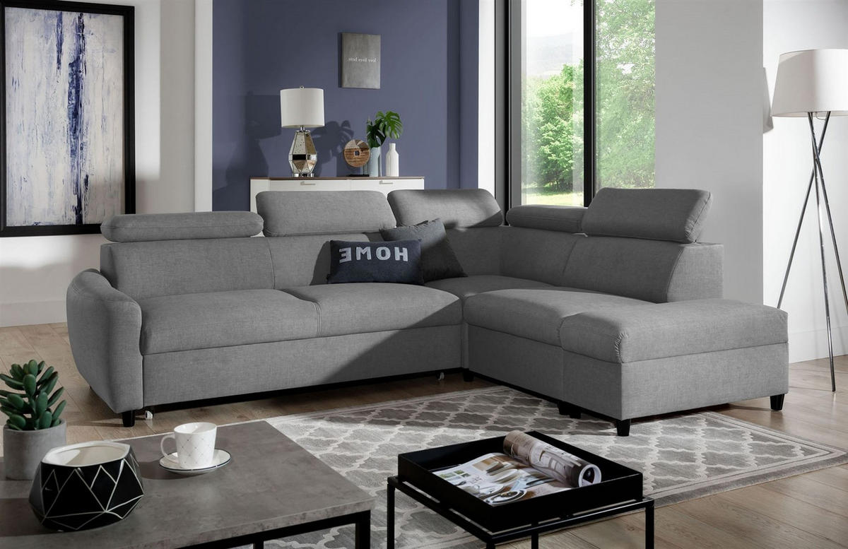 ECKSOFA Schlafsofa Anton In Esito - Grau, Holzwerkstoff/Textil (265/205cm) - Fun Möbel