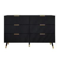 KOMMODE Schwarz mit 6 Schubladen - Schwarz, Holzwerkstoff (40/77/120cm) - Urban Meuble