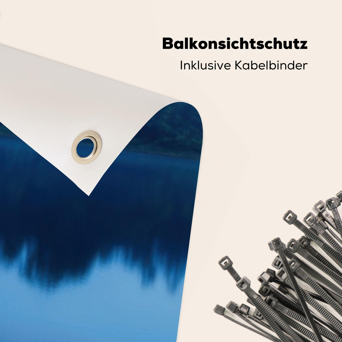 BALKON-SICHTSCHUTZ Lagerfeuer - See - Abendlicht - Dunkelblau, Kunststoff (300/90cm) - MuchoWow