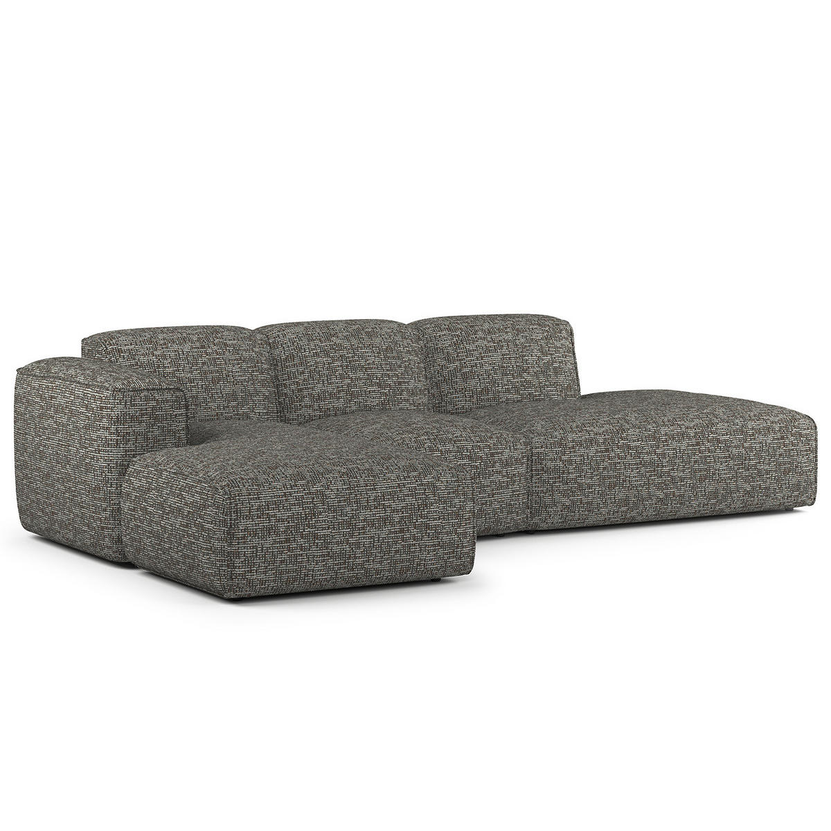 ECKSOFA mit Chaiselongue - Schwarz/Grau, Kunststoff/Textil (290/173cm) - home24