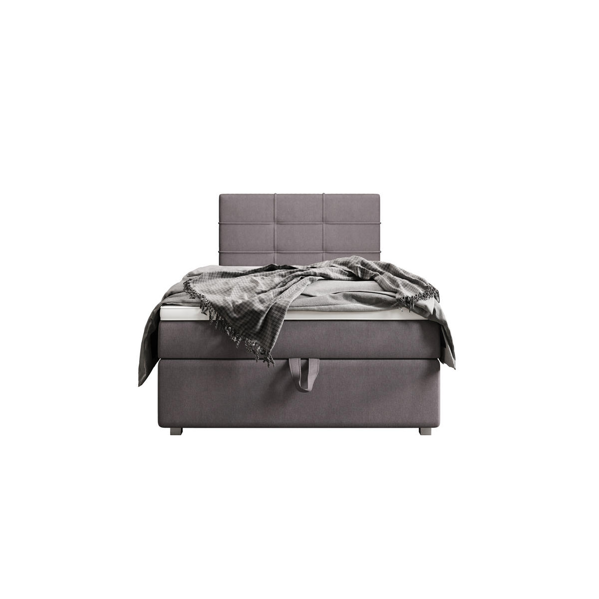 BOXBETT FADO 1 120x200, mit Matratze H3 und Topper, Cosmic 160 - Hellgrau, Holz/Kunststoff (120/200cm) - Bedante