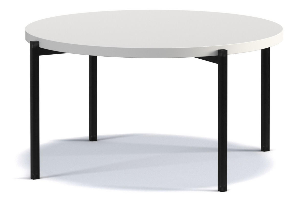 COUCHTISCH GERIS mit Metallfüßen, Spanplatte, Weiß - Schwarz/Weiß, Holz/Metall (85/85/43cm) - KONSIMO®