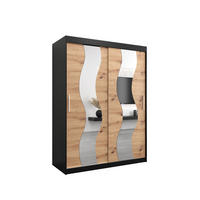 SCHWEBETÜRENSCHRANK 200/150/62 2-türig - Silberfarben/Schwarz, Holz/Kunststoff (150/200/62cm) - Abiks Möbel