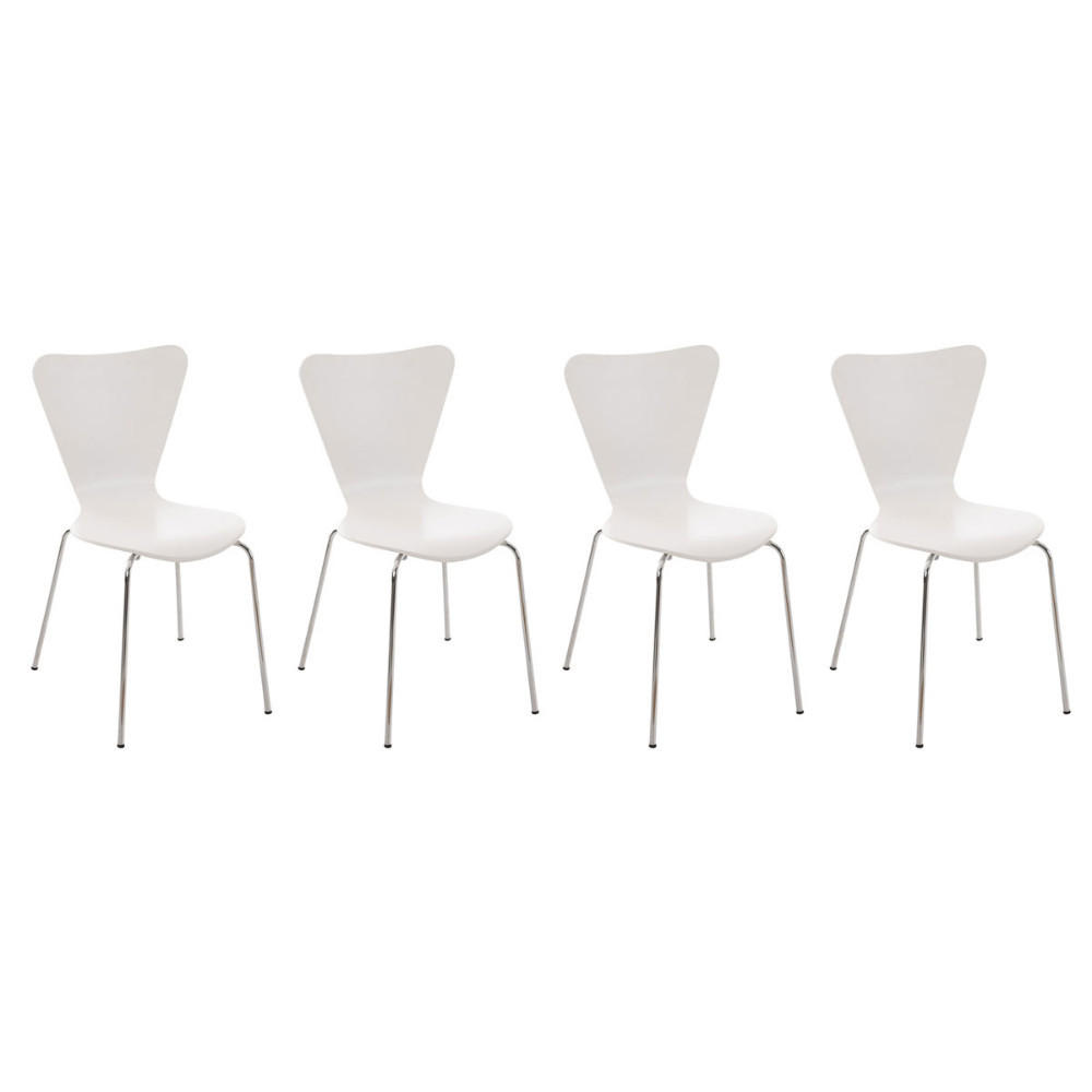 BESUCHERSTUHL 4er Set Berlin Holz Weiß - Weiß, Holz (45/85/49cm) - DELUKE