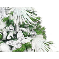 WEIHNACHTSBAUM künstlicher 60 cm mit LED-Beleuchtung, SCHMETTERLINGSGLANZ, mit 25 Weihnachtsbaumschmuck, Pflanztopf mit Jutesack - Silberfarben/Weiß, Kunststoff/Stein (40/60cm) - LAALU