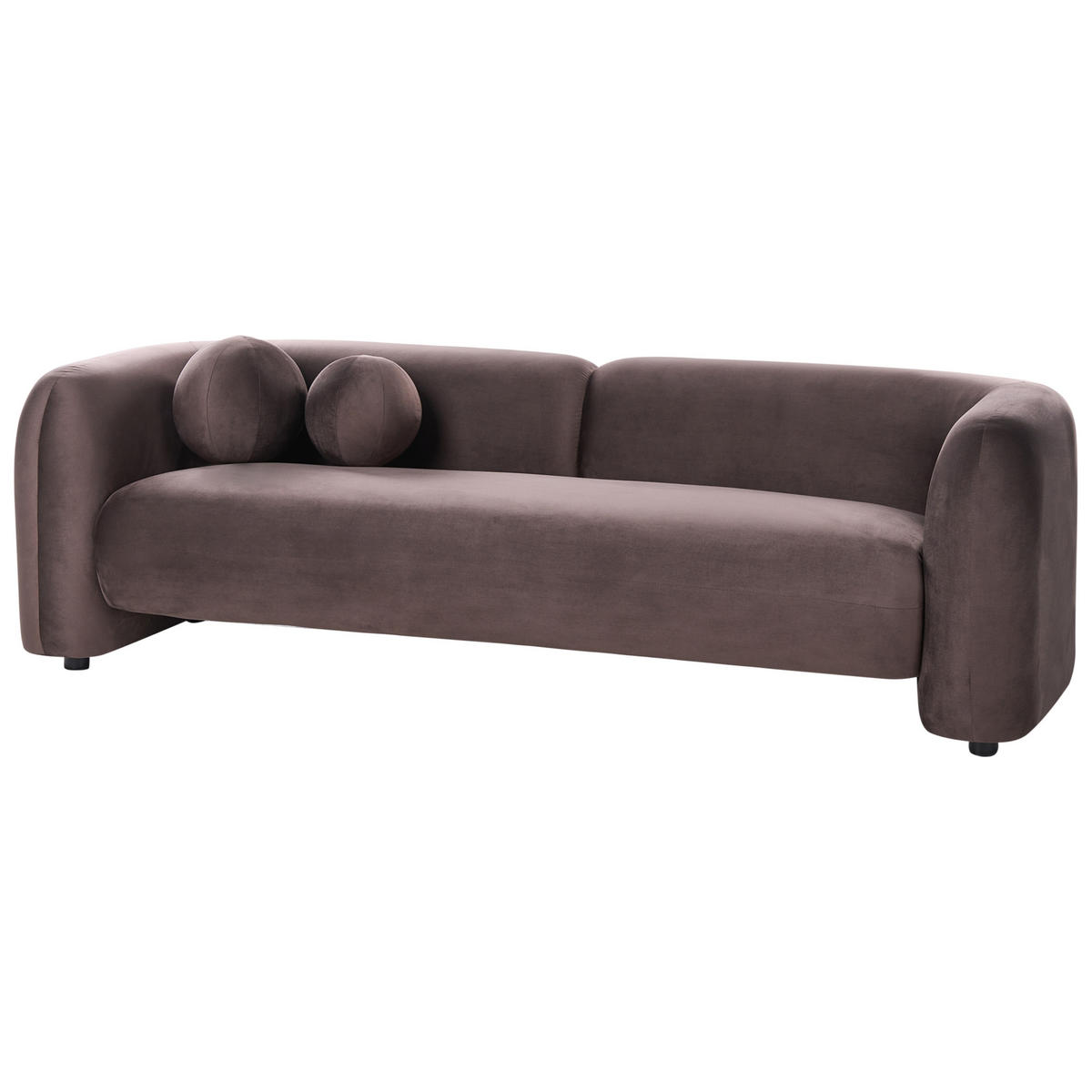SADA POHOVEK 4-místná Sametová látka Tmavě hnědá Leiren - hnědá, textil (224/68/87cm) - Beliani