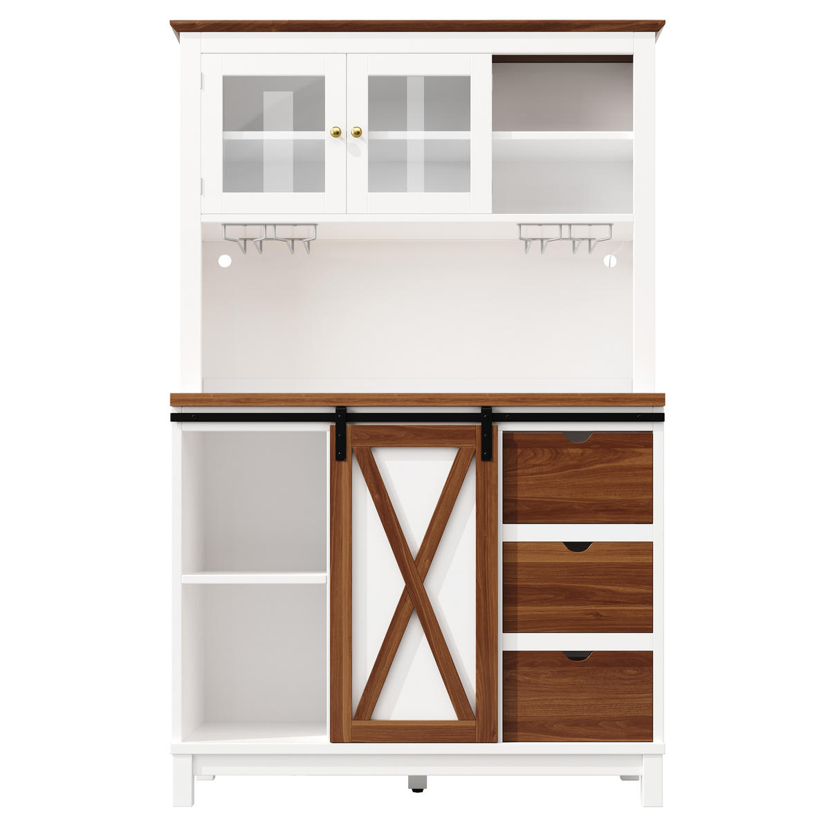 GESCHIRRSCHRANK aus MDF, Metall & Glas 104x40x180cm in Weiß mit LED - Weiß, Holzwerkstoff (104/180/40cm) - Modfu