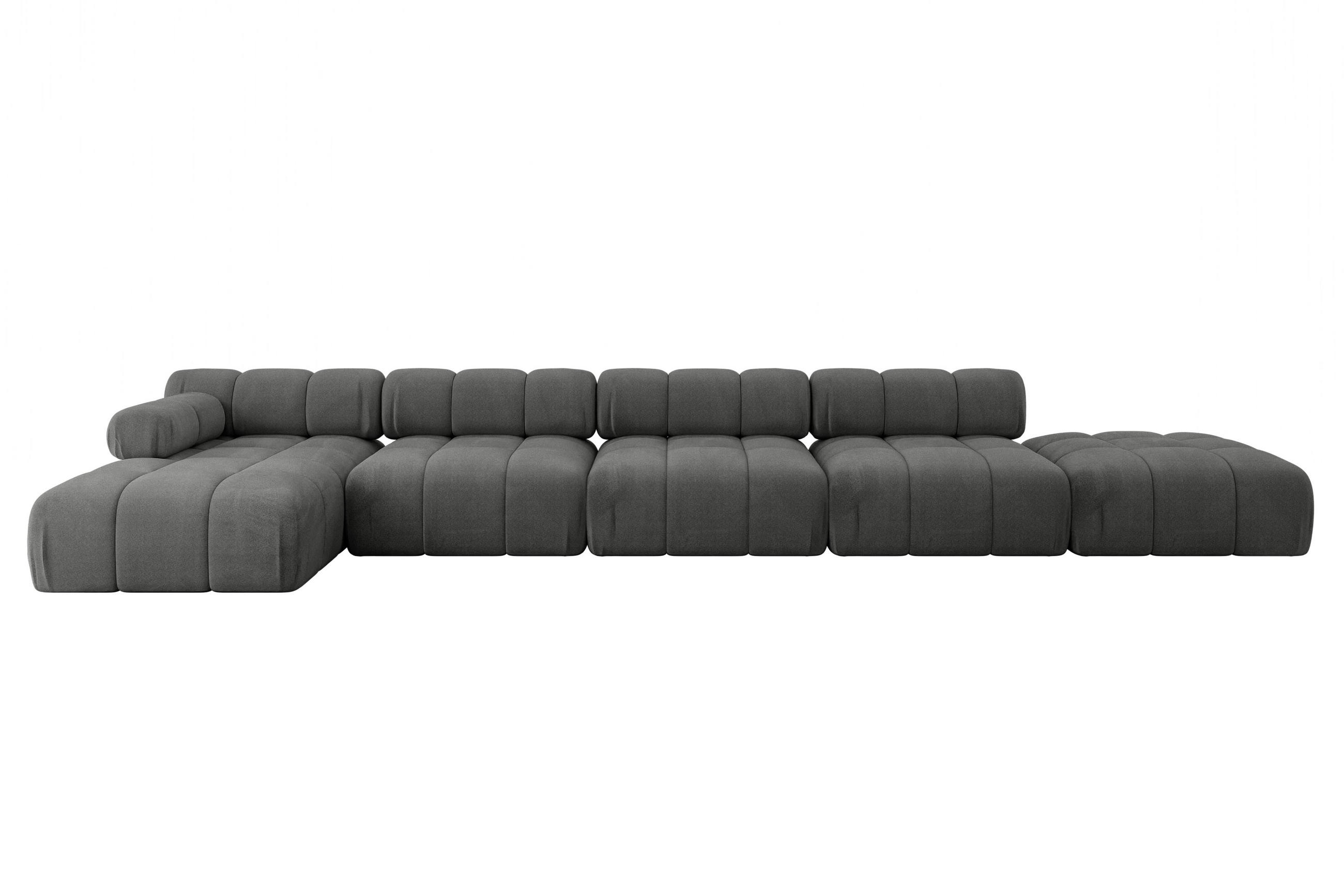 ECKSOFA modulares Sofa Lizur-L3 - 475x160x70 cm Dunkelgrau Velours - Dunkelgrau, Holzwerkstoff/Textil (475/160cm) - ALTDECOR