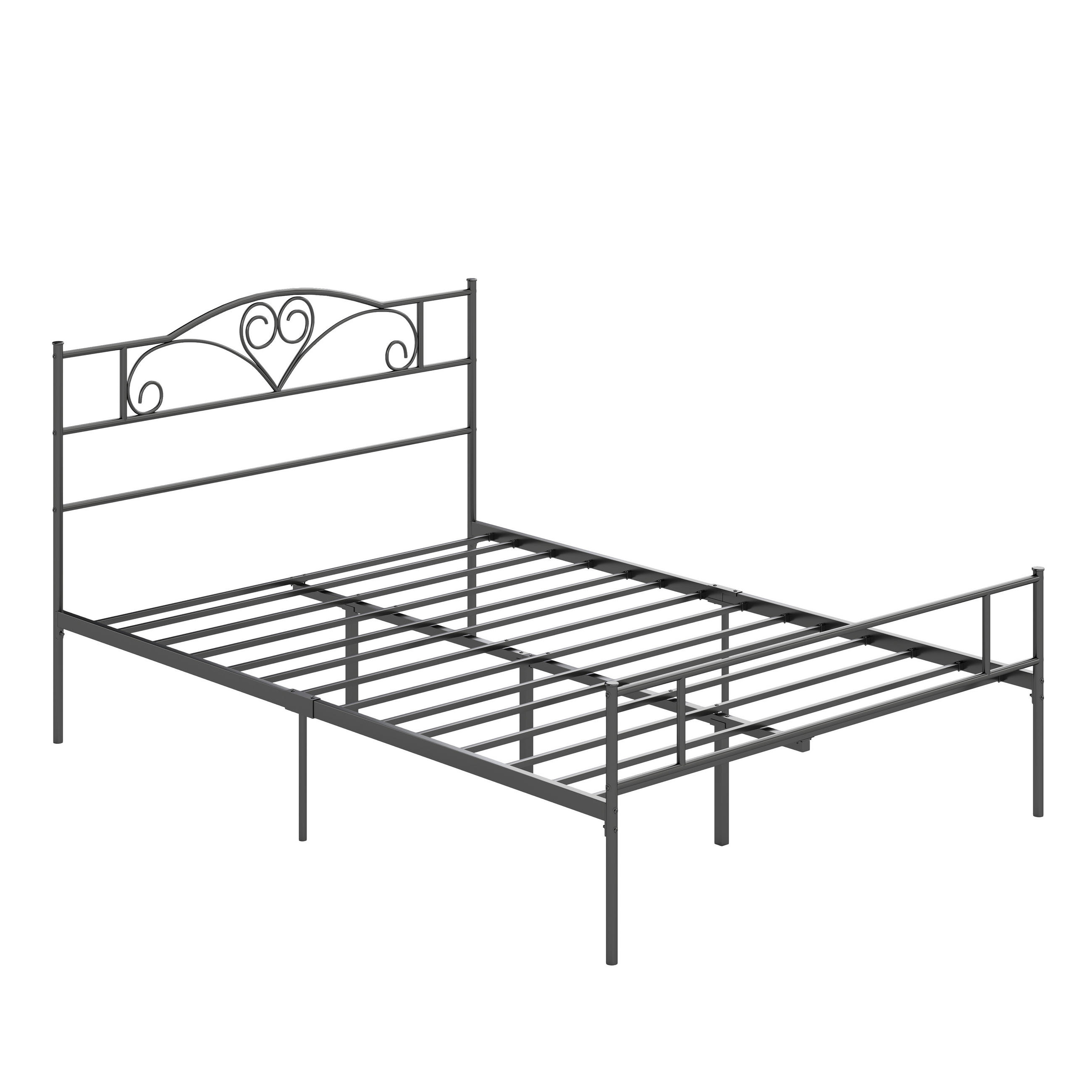 BETTGESTELL 140x200 cm DE-08201 mit Kopfteil, 300 kg belastbar Schwarz - Schwarz, Metall (140/200cm) - ComfortXL