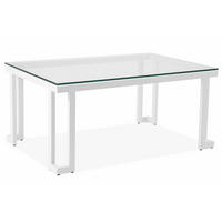 GARTENTISCH TRIGLO gehärtetes Glas, Modern, Weiß - Weiß, Glas/Metall (60/90/41cm) - KONSIMO®