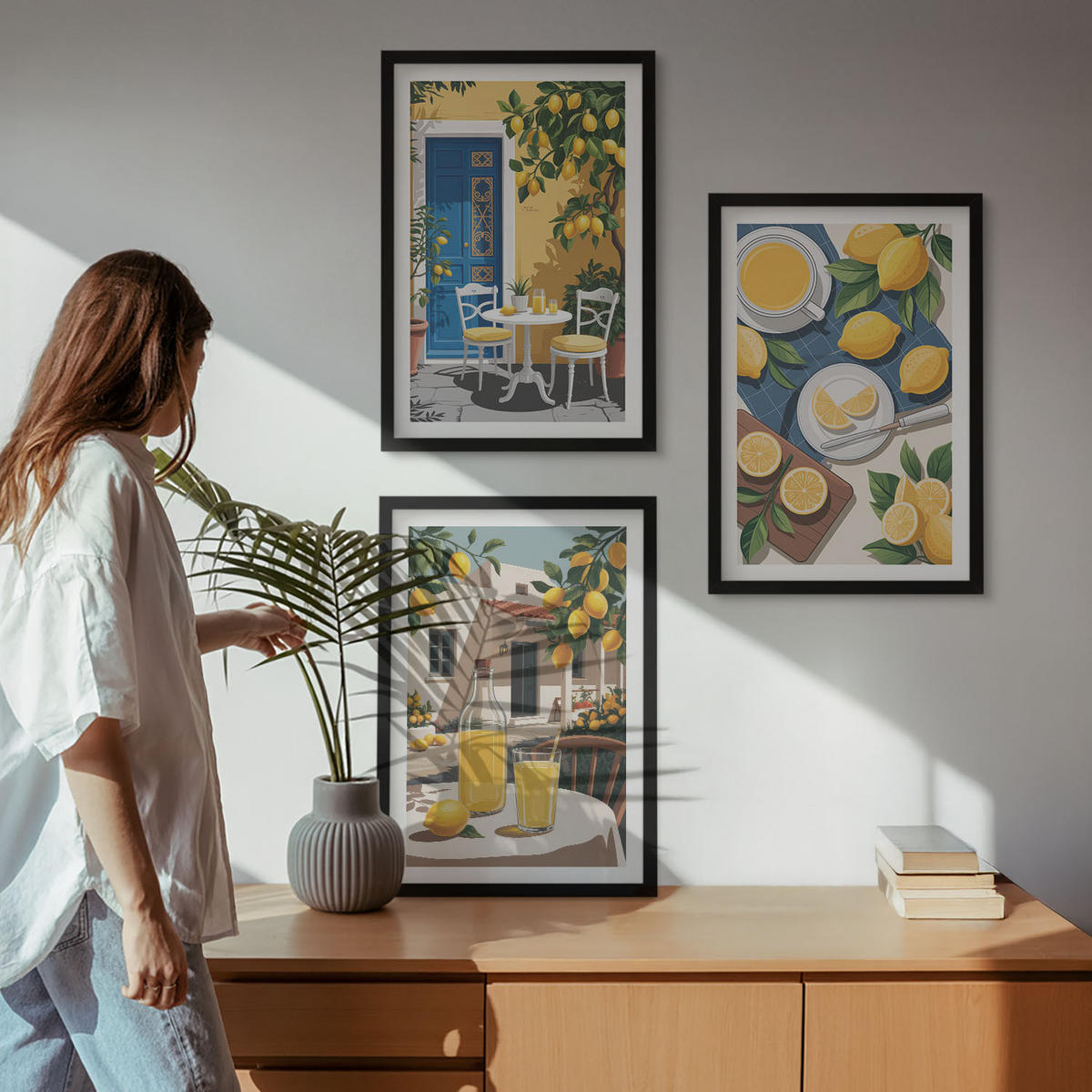 BILDER SET 3er Set - 40x60 cm Schwarzer Rahmen - Patio Sun Limonade - Schwarz, Kunststoff (40/60cm) - TULUP