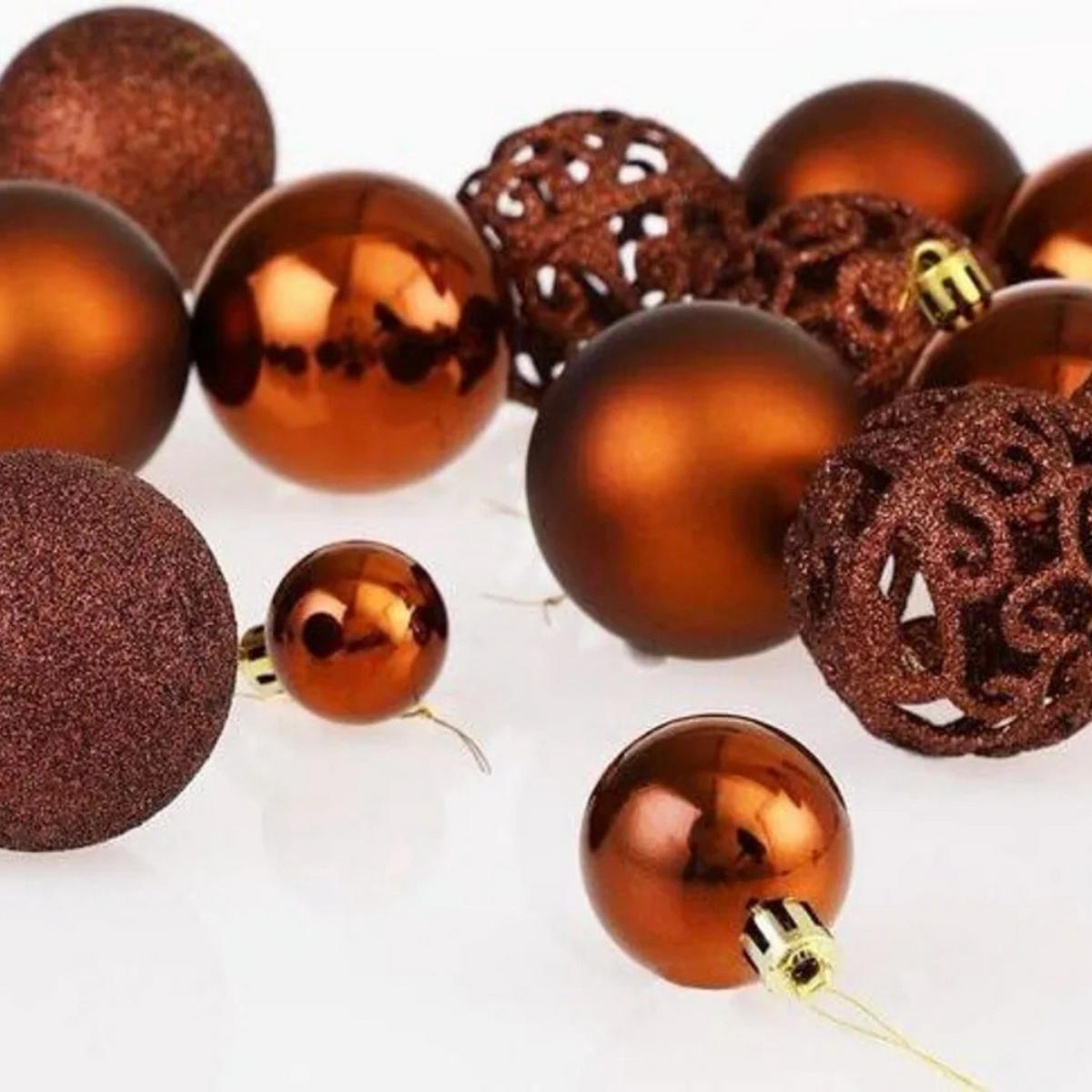WEIHNACHTSKUGELN 100-tlg Braun Kunststoff Innen Außen Christbaumschmuck - Braun, Kunststoff (30/25/10cm) - JUNG