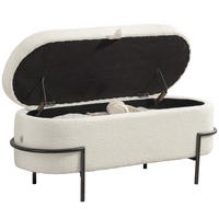TRUHENBANK DE-07173 mit Deckel, Stauraum, Stahlbeine, Fleece Cremeweiß - Creme, Textil/Metall (40/48/114.5cm) - ComfortXL